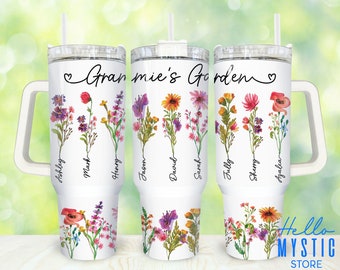 Grammie's Garden 40 Unzen Tumbler Png, Benutzerdefinierte Geburtsmonat Floral Mom Tumbler 40 Unzen Png, Muttertag 40 Unzen Tumbler Wrap, Mama 40 Unzen Tumbler Png