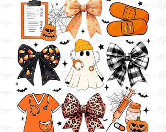 Halloween Nurse Bow png, Coquette Nurse png, Nurse Halloween png, Coquette Halloween png, Nurse Ghost png, Spooky Season png, Cna png