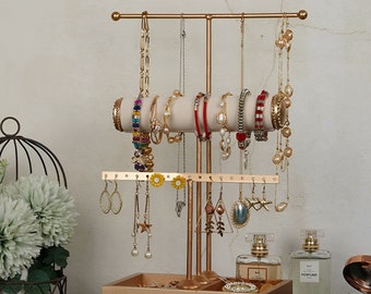 Jewelry Organizer, 3-Layers Jewelry Stand for Earrings, Bracelets, and Necklaces, Jewelry Organization Solution.