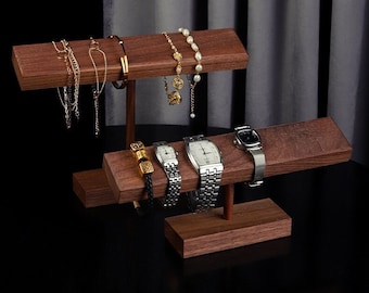Présentoir de bracelets en bois de noyer, rangement pour vos bracelets et montres, présentoir de bijoux, solution simple d’organisation de bijoux