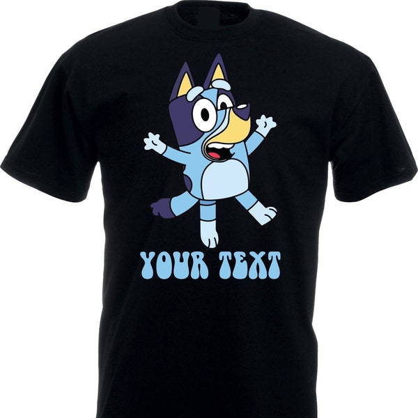 Personalised Bluey Puppy T-Shirt, Animation Tee, Era's Tour, Bluey Puppy Cartoon Character Your Name Tee, Adults, Unisex, Kids Tee Top.