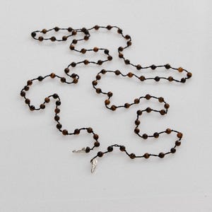 Black Onyx Mala Necklace, Sterling Silver Tooth Choker, Boho Beaded Anklet image 13