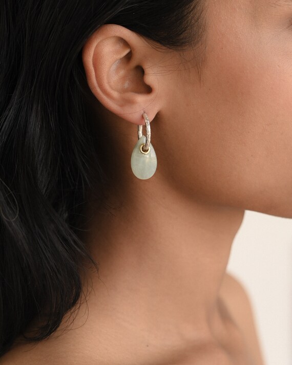 Boucles D'oreilles En Argent Avec Aventurine Naturelle - Pierre Verte, Création Française ROSEMIMOSA