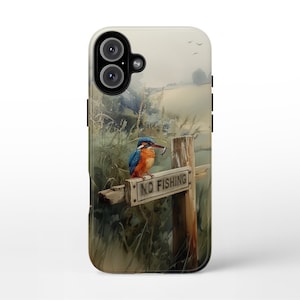 Capa de celular Kingfisher Fishing Tough Premium, iPhone 16, 15, 14, 13, 12, 11, Samsung S25, S24, S23, S22, S21, S20 Ultra, capa para celular River Angler