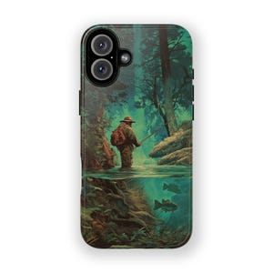 Capa de celular premium resistente da Fishing Gift, iPhone 16, 15, 14, 13, 12 e 11, Samsung S25, S24, S23, S22, S21, S20 Ultra, capa para celular para amantes da pesca e da arte da pesca