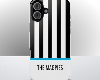 Newcastle United Phone Case, The Magpies iPhone Case, Black and White Stripes Samsung Cover, Toon Army Gift, Tough MagSafe Slim iphone 17