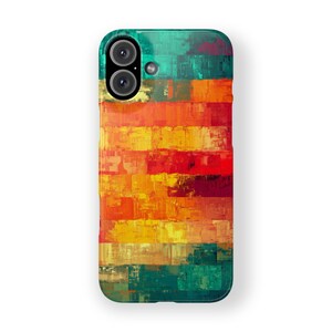 Kleurrijk slim telefoonhoesje met glitch-verfeffect, iPhone 16 15 14 13 12 11 Max Pro Plus, Samsung S24 S23 S22 S21 S20 Ultra, vastklikbaar hoesje,