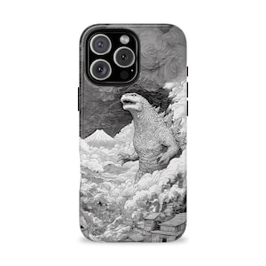 Godzilla Phone Case, MagSafe premium tough iPhone 16 pro max, 16 plus, 15 pro max, 15, 14 Pro Max, Monster, mt Fuji, Kaija cell phone cover