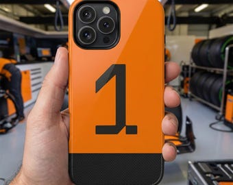 Lando Norris No.1 Phone Case, F1 World Champion, McLaren Papaya Orange, iPhone & Samsung Slim, Tough and MagSafe Case