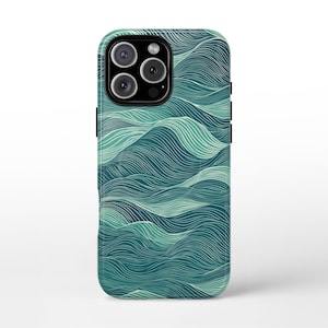 Ocean Waves MagSafe Phone Case, premium tough iPhone 16 pro max, 16 plus, 15 pro max, 15 plus, 14 Pro Max, Abstract Seascape cell cover