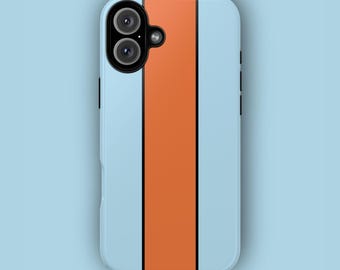 Gulf racing stripe phone case, Porsche motorsport design, Mclaren F1 iPhone & Samsung case, MagSafe, tough or slim cover
