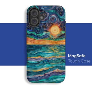 Colourful Abstract Landscape MagSafe Phone Case, iPhone 16 pro max, 15,14, plus, Pro Protective Magnetic Case, impact resistant phone cover