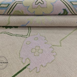 Hand Knotted Wool Oushak Rug: Cream Turkish Area Rug