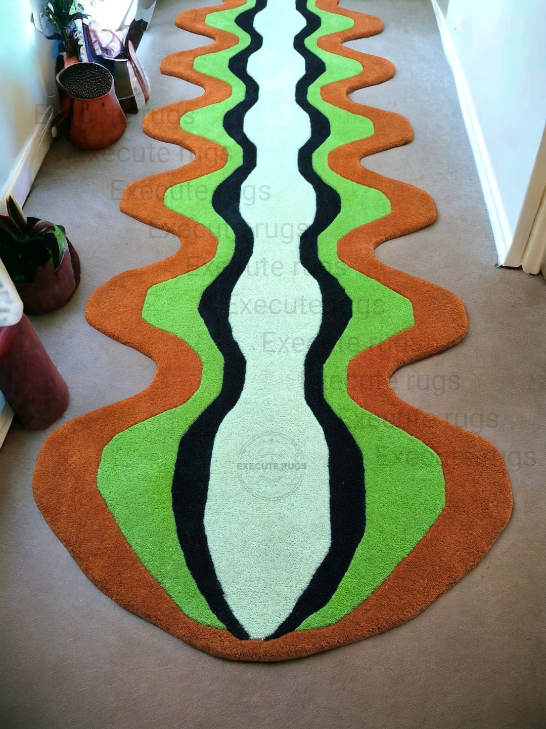 Unique Shape Runner Rug Irregular Shape Runner 100% Wool Hand Tufted Area Rug, Colorful ...