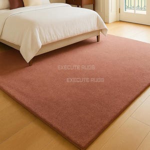 Hand Tufted Rug – Solid Reddish-Brown Wool Area Rug For Bedroom Living Room Kids Room Kitchen Entryway 5x8 6x9 8x10 9x12 10x14 Custom Rugs