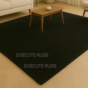 Hand Tufted Solid Black Wool Rug: Modern Living Room, Bedroom, or Entryway