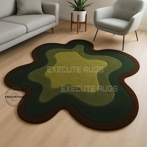 Hand-Tufted Wool Area Rug: Colorful Round Design, Living Room Decor