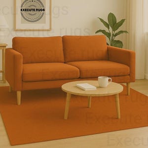 Hand Tufted Wool Area Rug: Solid Brick Orange, 5x8 to 10x14, Custom Sizes