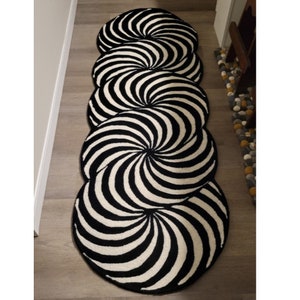Handmade Black & White Runner Rug - Unique Irregular Shape Design - Perfect for Living Room, Bedroom, or Kids Room Contemporary rugs