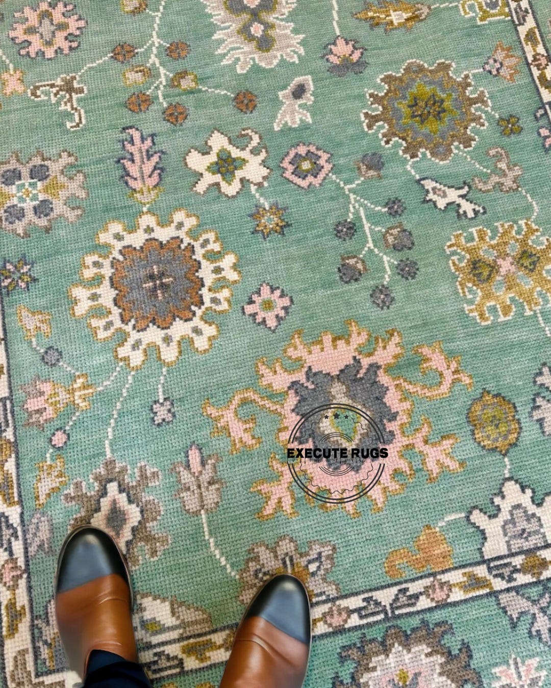Summer Green Handmade Oushak Rug – 100% New Zealand Wool Area Rug ...