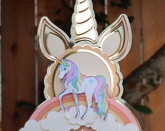 UNICORN CAKE TOPPER| toper de pastel unicornio| cake topper| unicorn themed birthday| kids cake toppers| rainbow cake topper