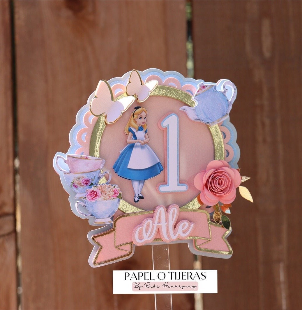Elegant Adventures in Wonderland Fondant Cake Toppers, Perfect for Alice,  Tea Cup and Saucer, Roses, Pocket Watch, Key, Bridal Shower Cake