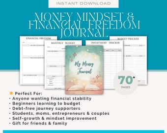 Diario de mentalidad financiera y libertad financiera / Planificador de presupuesto y cuaderno de autocuidado / Carpeta de planificación financiera