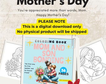 Libro para colorear de unión entre madre e hijo / Páginas para colorear del primer amor entre madre e hijo / Regalo imprimible de 36 páginas para el Día de la Madre, cumpleaños y baby shower