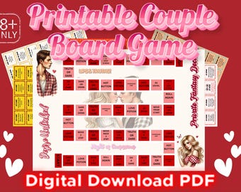 Juego de mesa imprimible para parejas, picante y romántico, para una cita nocturna (mayores de 18 años) (PDF)