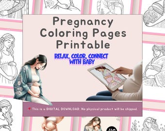 Libro para colorear imprimible sobre el embarazo / Alivio del estrés para futuras mamás + Diario (Descarga PDF)