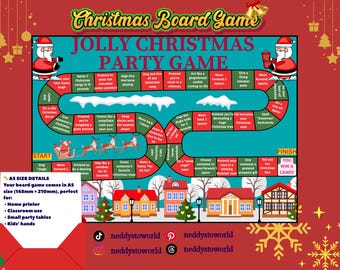 Divertido juego de mesa navideño imprimible/Actividad para fiestas navideñas (tamaño A5) (PDF)