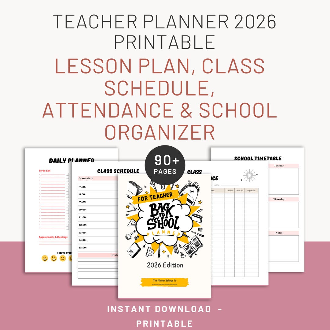 Teacher Planner 2026 Printable and Digital | Academic Year Educator ...