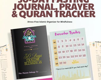 Planificador de Ramadán 2026 Imprimible / Diario y rastreador de ayuno de 30 días / Planificador diario musulmán de Ibadah / Organizador del Corán, Salah y Dua