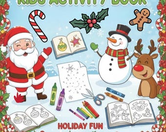 Páginas para colorear de tijeras navideñas para niños / 210 páginas / Libro de actividades navideñas simple y divertido