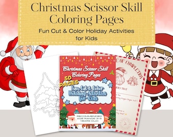 Páginas para colorear de tijeras navideñas: Paquete de actividades navideñas (PDF)