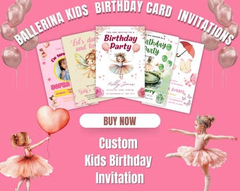 Invitación de cumpleaños de bailarina para niñas / Tarjeta personalizada para fiesta infantil (editable en Canva)