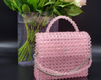 Bead bag, beaded bag,shine bag, fashion bag, women's bag, handmade bag, pearl bag, acrylic bag, handcraft bag