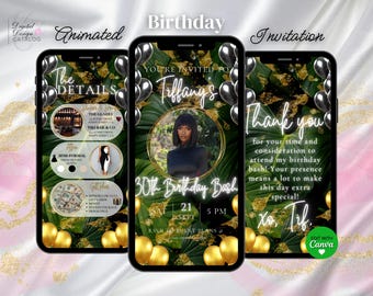 Digital Birthday Dinner Invitation, Birthday Dinner, Digital Birthday Party Invite, Editable Birthday Template, Text Evite, Birthday Party
