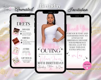 Digital Birthday Dinner Invitation, Birthday Dinner, Digital Birthday Party Invite, Editable Birthday Template, Evite, Pink Birthday Party