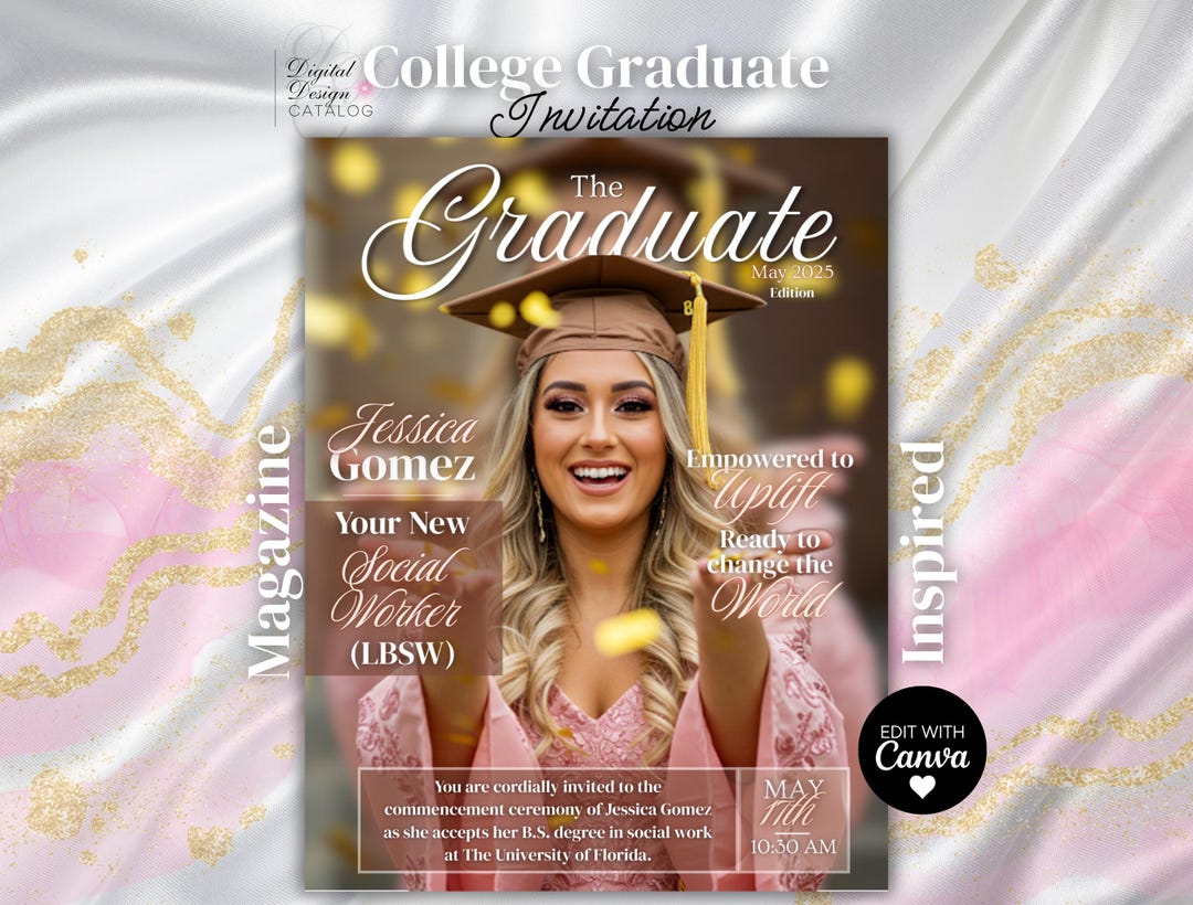 Personalized College Graduate Magazine Cover Graduation Announcement ...
