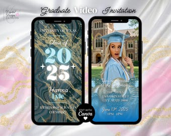 Graduation Video Invitation, Graduation Invite, Editable Canva Template, Animated Grad Announcement, Grad Party Flyer, Instant Download