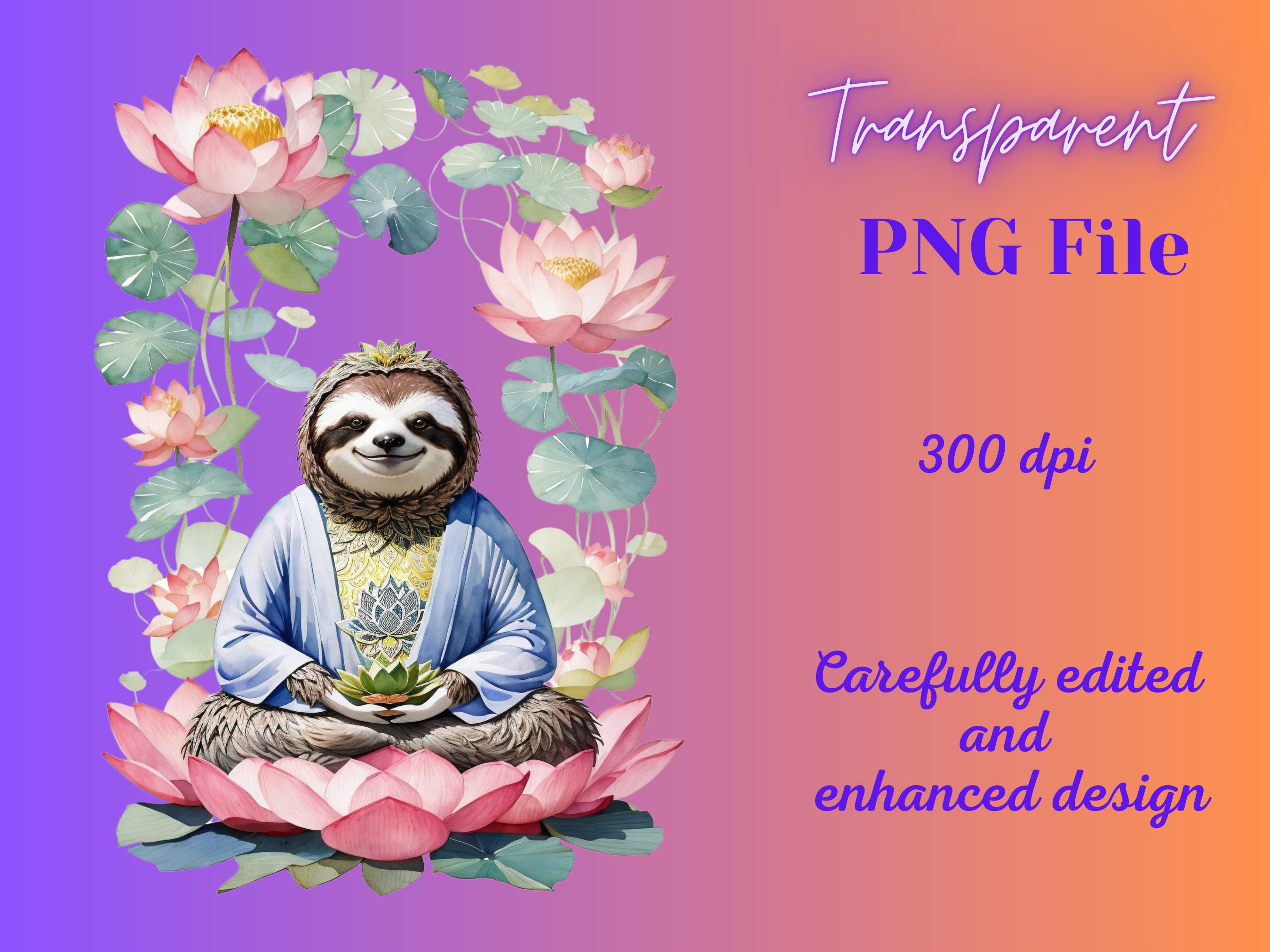 Watercolor Yogi Sloth PNG Clipart. Funny Meditating Spiritual - Etsy