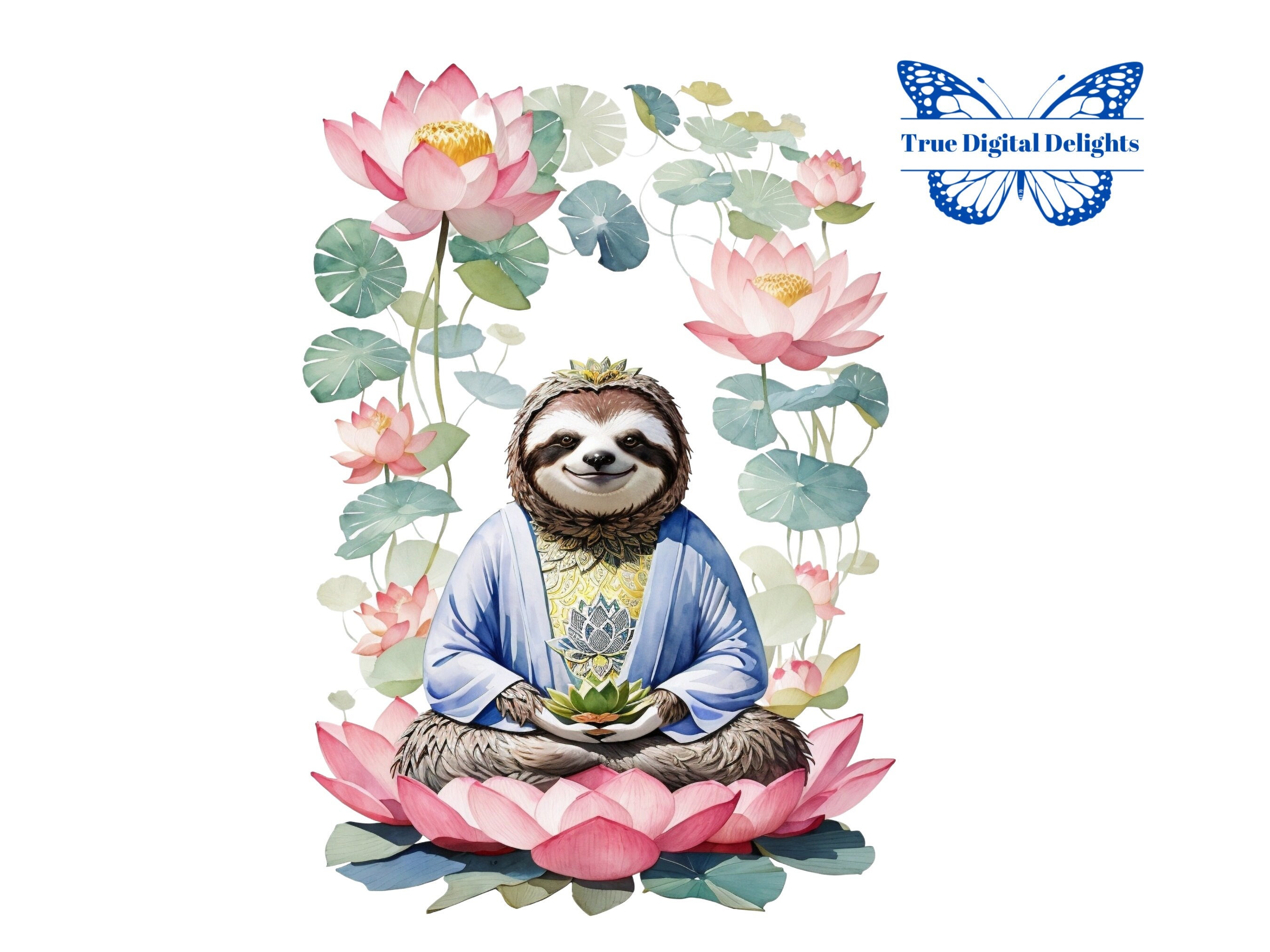 Watercolor Yogi Sloth PNG Clipart. Funny Meditating Spiritual - Etsy