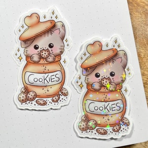 Glitzer Sticker Katzen, Glanz Aufkleber, Cookies, Kawaii Sticker, süße Katzen, Planer, Geschenk für Katzenliebhaber, Aufkleber Katze, BuJo
