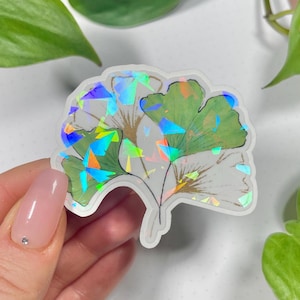 Sticker Glitzer Ginkgo Blätter, Korea, Japan, Pflanzen, Blumen, schöne Sticker, Bullet Journal, Ostergeschenk für Freundin, Japan Fans