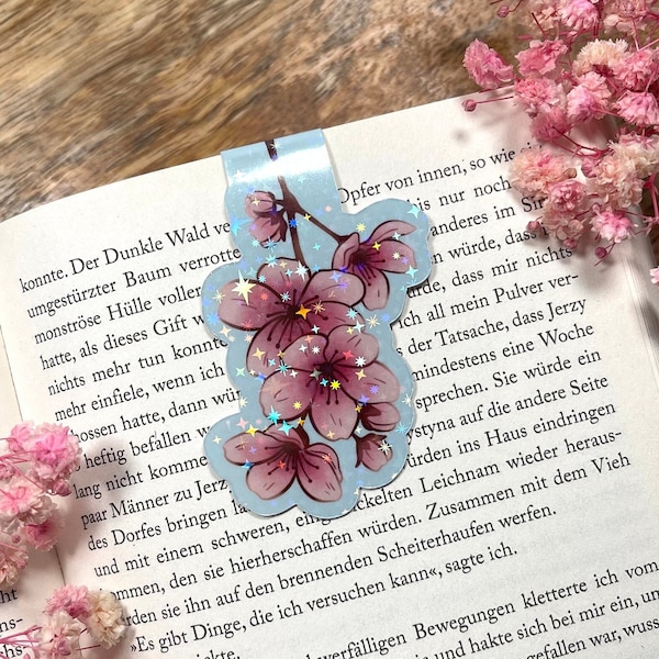 Magnetisches Lesezeichen Glitzer, Kirschblüten, Sakura, Leseliebhaber, Buchliebhaber, Bullet Journal, Planer, Buch Zubehör