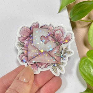 Glitzer Sticker Blumen, Brief, Frühling, Ostern, Vintage Design, Muttertag, Laptop Aufkleber, Bullet Journal, Planner, Bujo, Vinyl Sticker