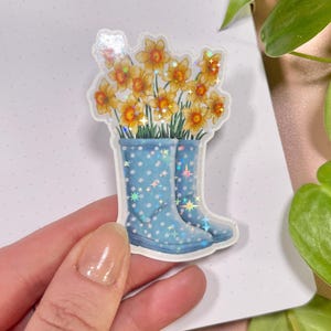 Glitzer Sticker Narzissen, Frühlings Blumen, Ostern, Vintage Design, Laptop Aufkleber, Bullet Journal, Kalender Planner, Bujo, Vinyl Sticker