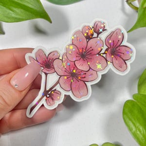 Glitzer Aufkleber Holo japanische Kirschblüte, Glitzer Sticker, Kirschblüten, Laptop Sticker, Bullet Journal, Planner, Scrapbook, Kalender