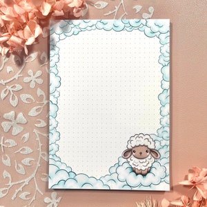 Notizblock, To do Block, Schaf Schäfchen Wolken Design, Tiere, Tierliebhaber, kawaii Tiere, Tierbabys, Einkaufsliste, Scrapbooking, Lehrer